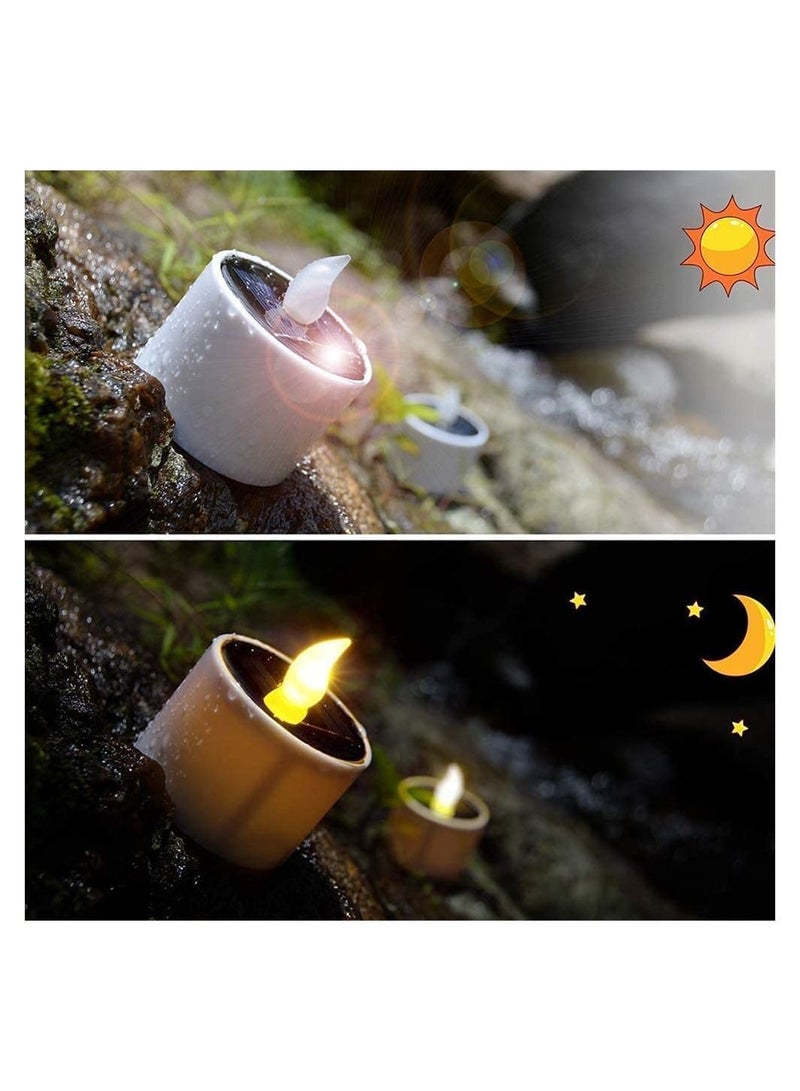 Solar Candle Light, Power Tea Lights Outdoor Candle, IP65 Waterproof Rechargeable LED Candles, Garden Camping Party Home Decorations, 2.3