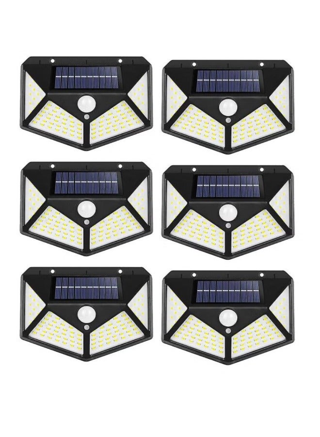 Pack Of 6 Pcs 100 Led Solar Outdoor Light Solar Motion Sensor Security Lights With 3 Lighting Modes Wireless Solar Wall Lights Waterproof Solar Powered Lights For Garden Home And Garage Use Black