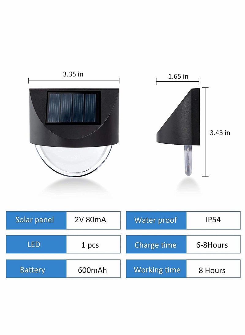 Solar Fence Lights 4 Pcs Waterproof Solar LED Outdoor Wall Lighting for Deck Steps Patio Walkway Garden Solar Outdoor Lights Patio Terrace Garden Balcony Decorative Stairs Night Lights (Warm White)