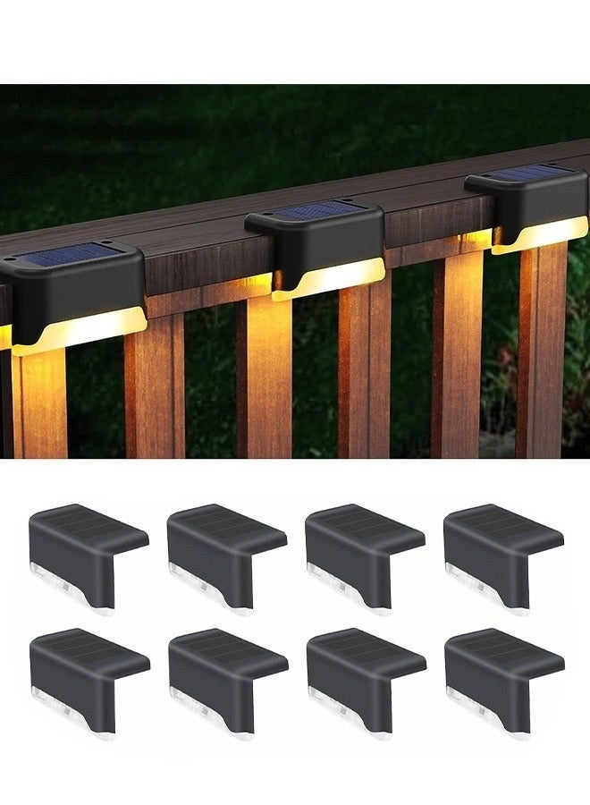 8 Pack Solar Step Lamp - Waterproof LED Deck Light for Railing, Stairs, Fence, Post, Yard, and Driveway - Black