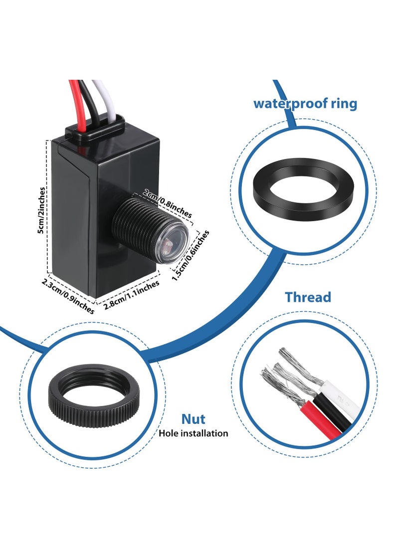 Outdoor Photocell Light Sensor 120-277V - Dusk to Dawn Control for Hardwired Fixtures & Bulbs