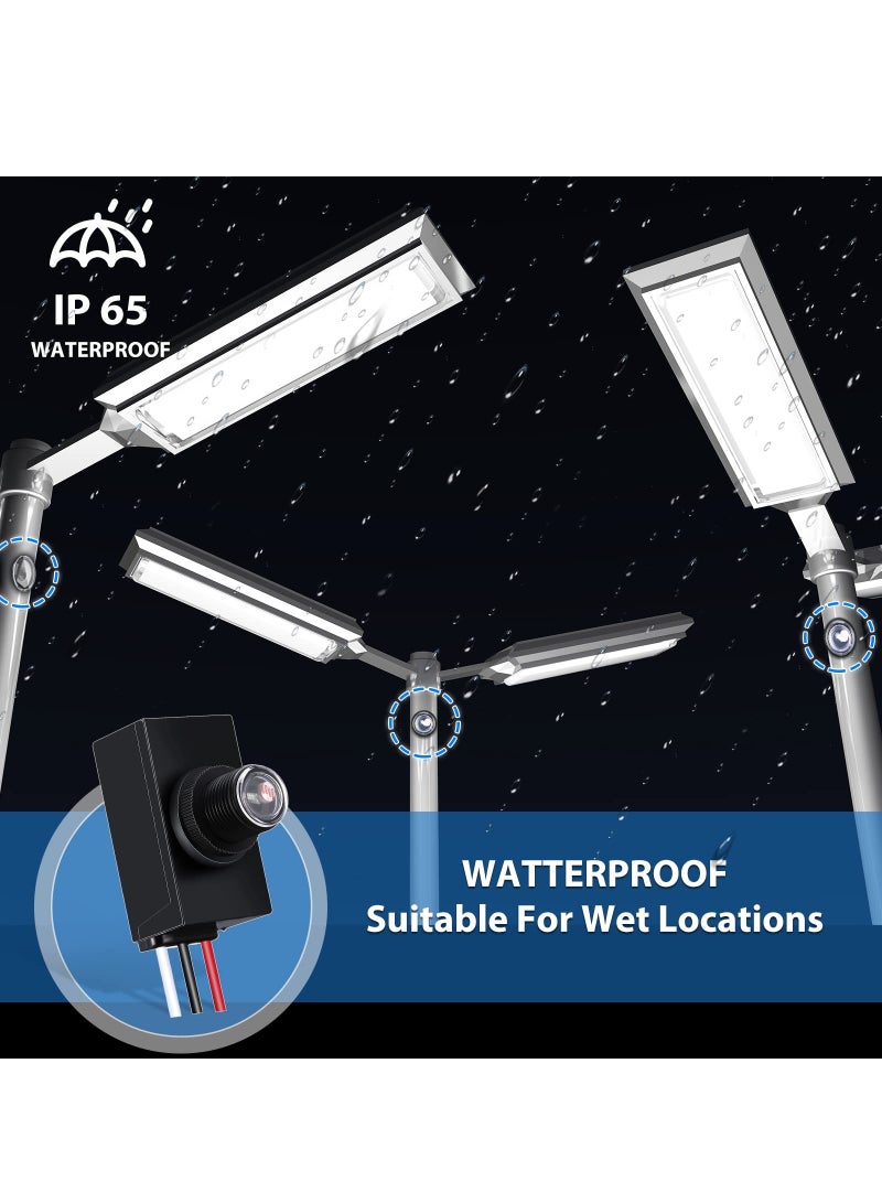 Outdoor Photocell Light Sensor 120-277V - Dusk to Dawn Control for Hardwired Fixtures & Bulbs