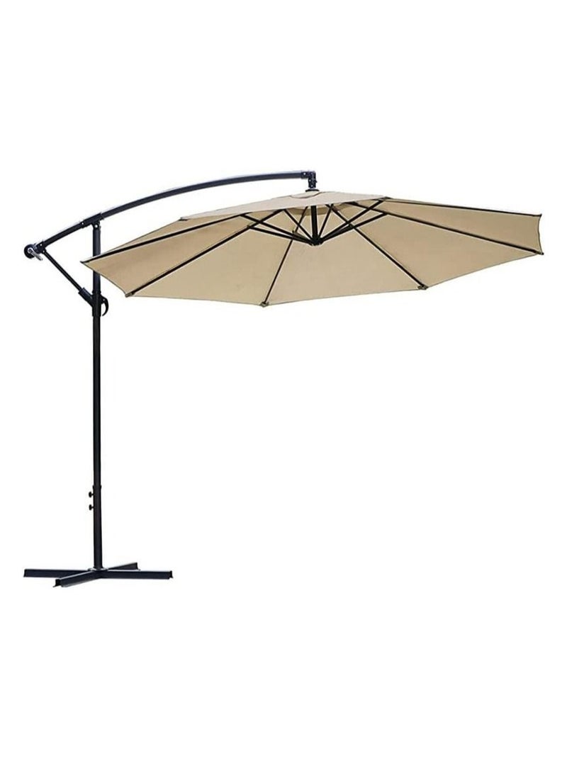 COOLBABY 10FT Offset Patio Umbrella Outdoor DYED-Solution Fabric Umbrella, 95% UV Protection, Fade Resistant Fabric Umbrella for Backyard and Garden