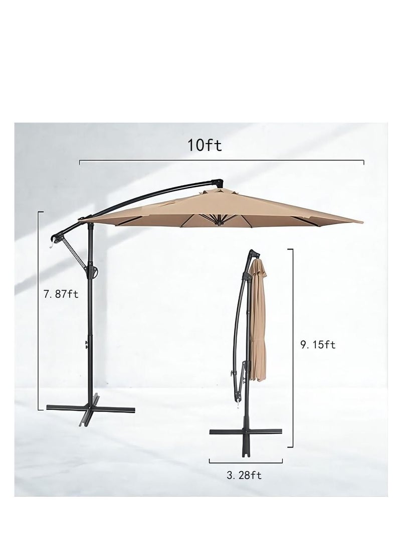 COOLBABY 10FT Offset Patio Umbrella Outdoor DYED-Solution Fabric Umbrella, 95% UV Protection, Fade Resistant Fabric Umbrella for Backyard and Garden