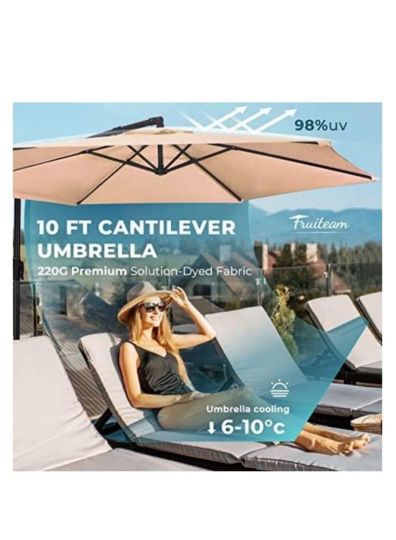 COOLBABY 10FT Offset Patio Umbrella Outdoor DYED-Solution Fabric Umbrella, 95% UV Protection, Fade Resistant Fabric Umbrella for Backyard and Garden