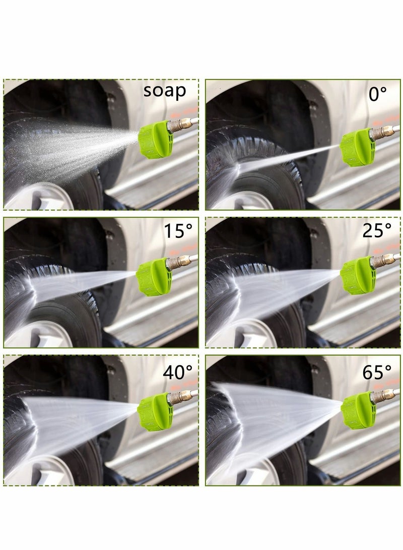 Pressure Washer Spray Nozzle, 2 Pcs 6 in 1 Quick Changeover and Adjustable 1/4in Plug Connect Tips 4000 Psi Nozzle for