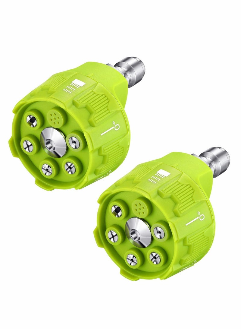 Pressure Washer Spray Nozzle, 2 Pcs 6 in 1 Quick Changeover and Adjustable 1/4in Plug Connect Tips 4000 Psi Nozzle for