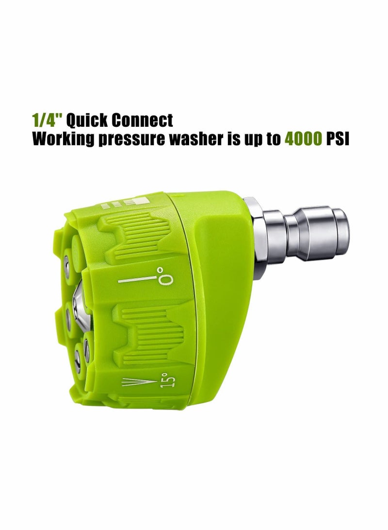 Pressure Washer Spray Nozzle, 2 Pcs 6 in 1 Quick Changeover and Adjustable 1/4in Plug Connect Tips 4000 Psi Nozzle for