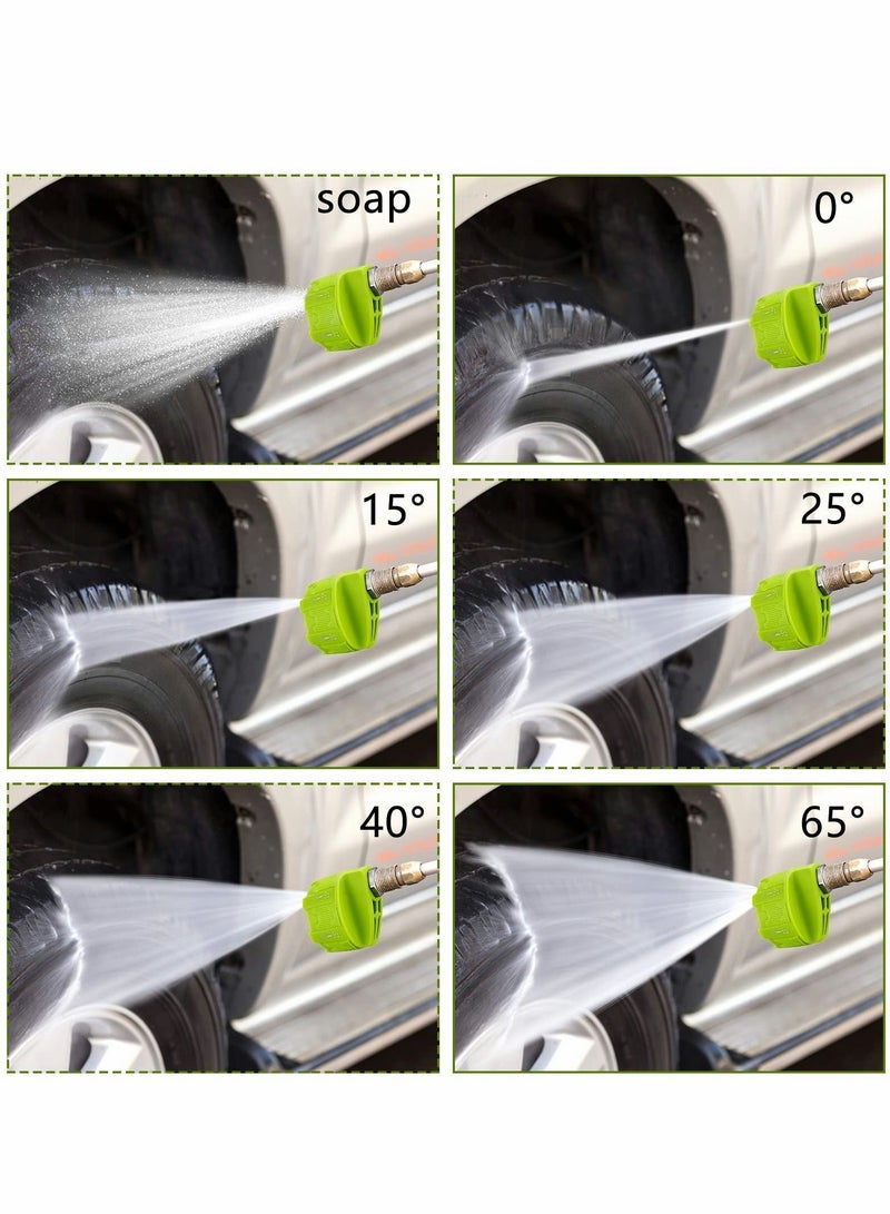 Pressure Washer Spray Nozzle, 2 Pcs 6 in 1 Quick Changeover and Adjustable 1/4in Plug Connect Tips 4000 Psi Nozzle for
