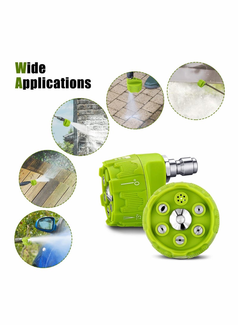 Pressure Washer Spray Nozzle, 2 Pcs 6 in 1 Quick Changeover and Adjustable 1/4in Plug Connect Tips 4000 Psi Nozzle for