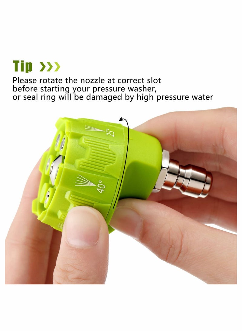 Pressure Washer Spray Nozzle, 2 Pcs 6 in 1 Quick Changeover and Adjustable 1/4in Plug Connect Tips 4000 Psi Nozzle for