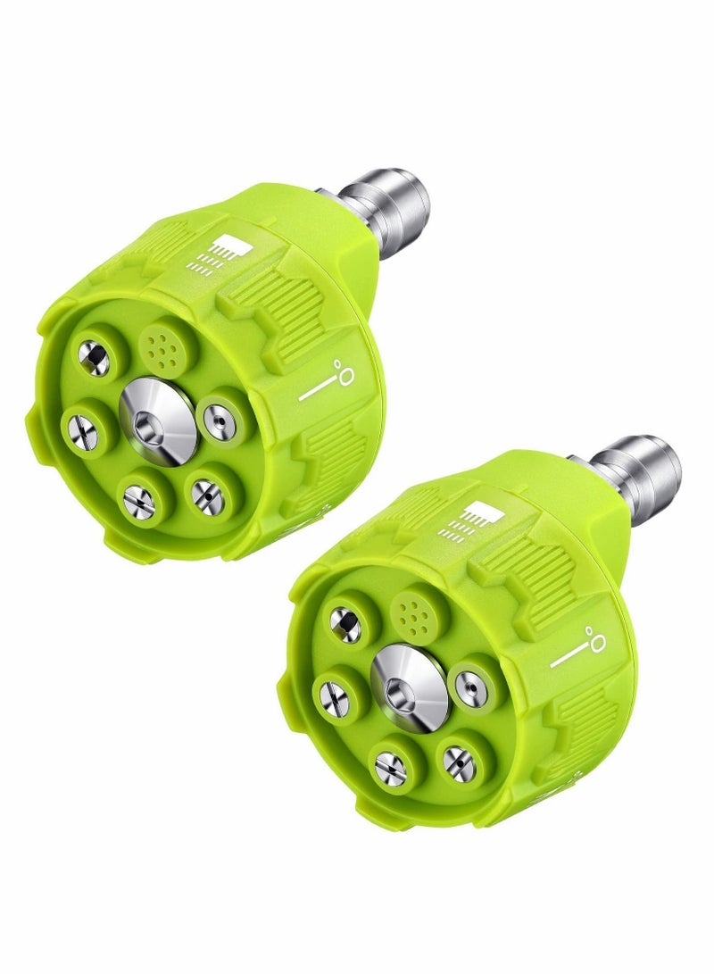 Pressure Washer Spray Nozzle, 2 Pcs 6 in 1 Quick Changeover and Adjustable 1/4in Plug Connect Tips 4000 Psi Nozzle for