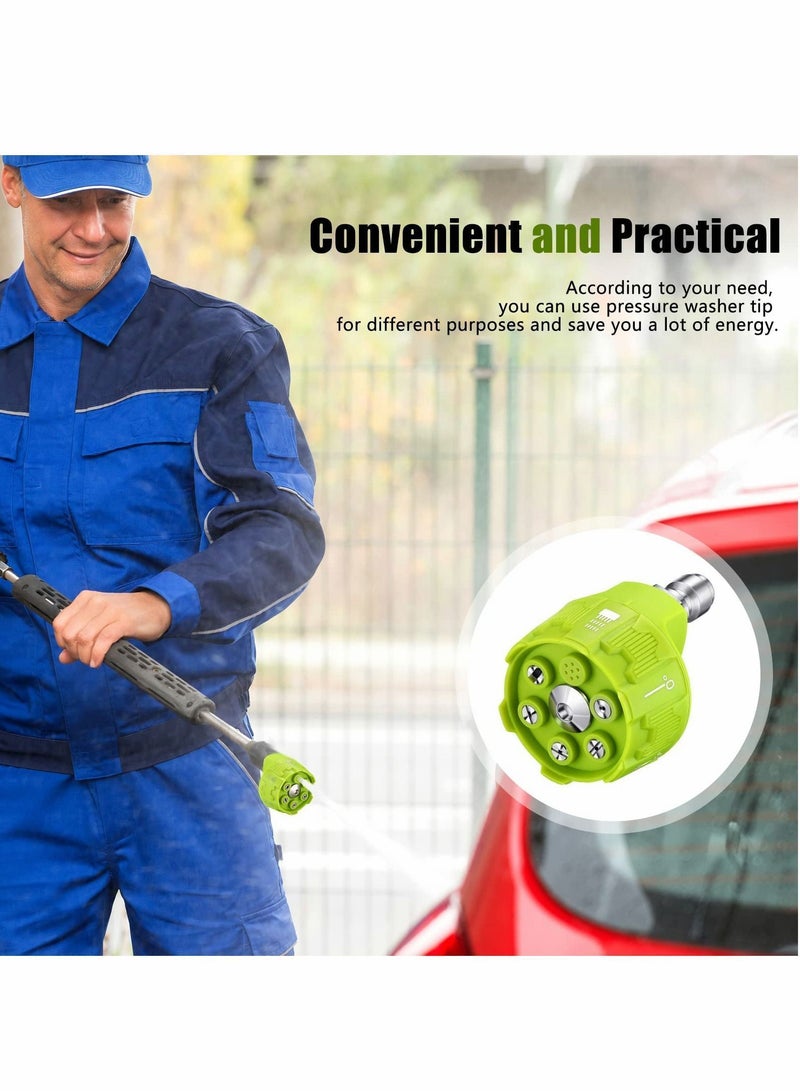Pressure Washer Spray Nozzle, 2 Pcs 6 in 1 Quick Changeover and Adjustable 1/4in Plug Connect Tips 4000 Psi Nozzle for
