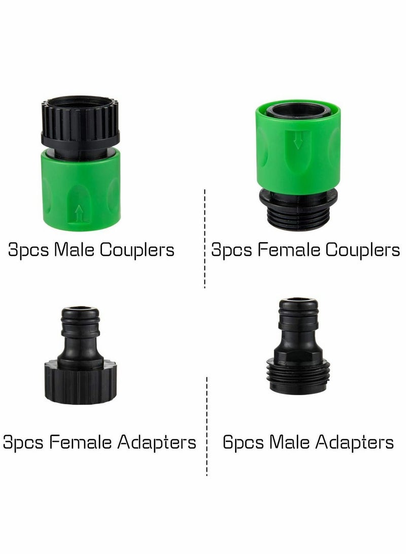 Hose Quick Connectors, Garden Plastic Water Connect Male and Female US Thread Fitting Kit for Hose, Sprinkler Nozzle