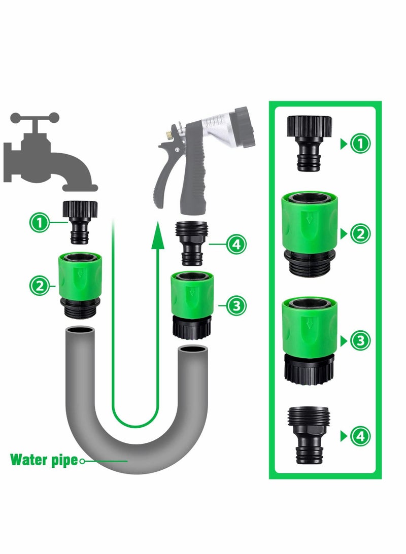 Hose Quick Connectors, Garden Plastic Water Connect Male and Female US Thread Fitting Kit for Hose, Sprinkler Nozzle