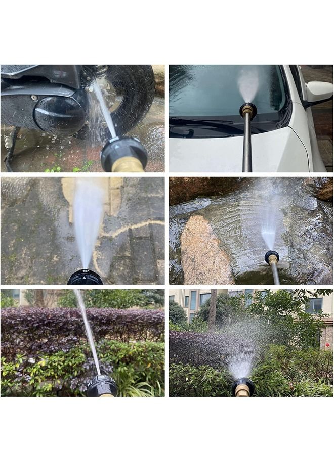 Pressure Washer Spray Nozzle, 6-in-1 Quick Change over and Adjustable, 1/4in Plug Connect Tips MAX 4000PSI for Pressure Washer