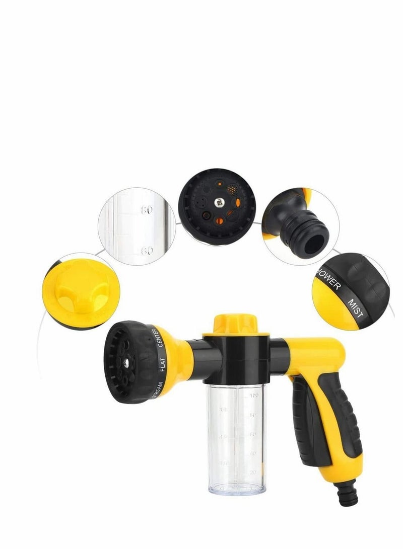 Car Foam Sprayer Cannon Wash Gun Garden Hose Nozzle, 8 Adjustable Watering Patterns
