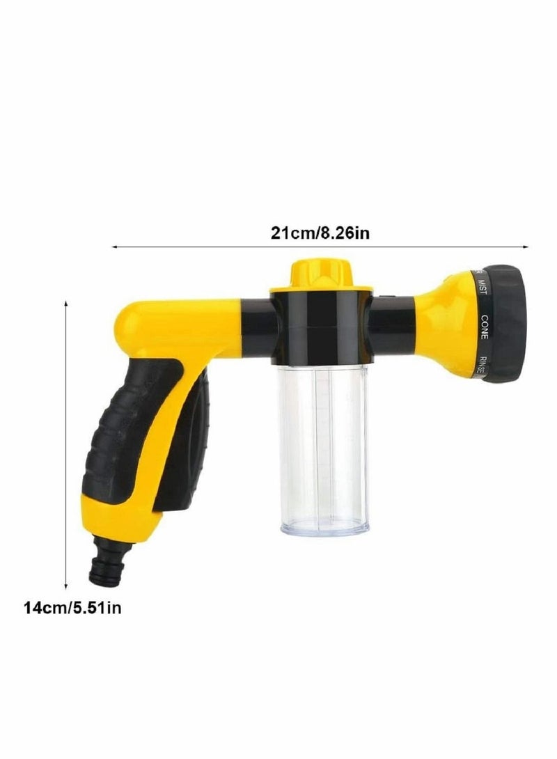 Car Foam Sprayer Cannon Wash Gun Garden Hose Nozzle, 8 Adjustable Watering Patterns