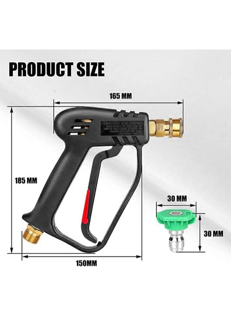 High Pressure Washer Gun 4000 PSI M22 14mm and Karcher High-Pressure Hose Quick Connect Connector 5 1/4 inch Quick-Connect Nozzles for Car Cleaning Tool