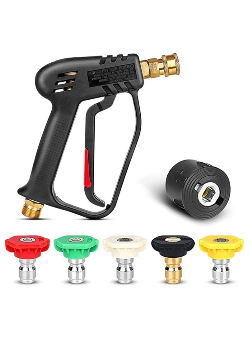 High Pressure Washer Gun 4000 PSI M22 14mm and Karcher High-Pressure Hose Quick Connect Connector 5 1/4 inch Quick-Connect Nozzles for Car Cleaning Tool