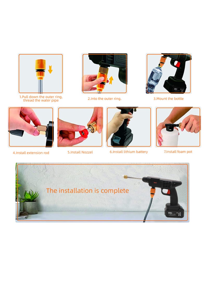 Powerful Cordless Electric High Pressure Washer with Dual Large Capacity Batteries - Ideal for Effortless Car Washing