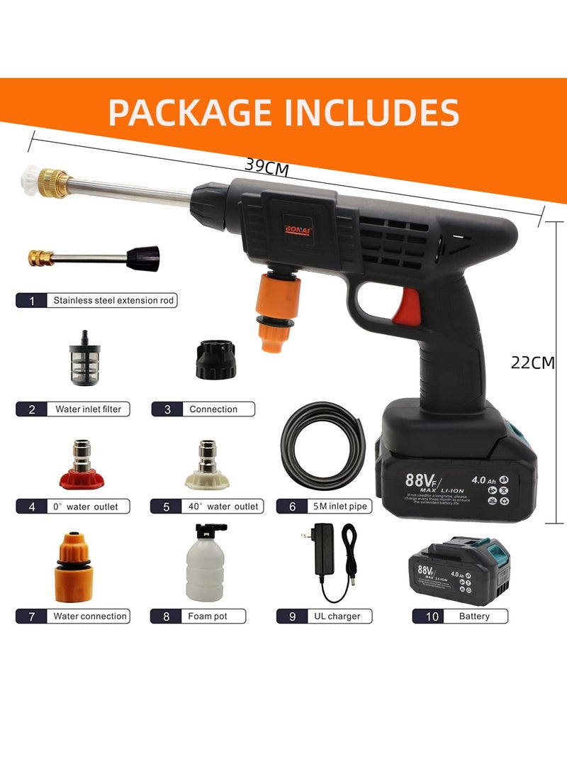 Powerful Cordless Electric High Pressure Washer with Dual Large Capacity Batteries - Ideal for Effortless Car Washing