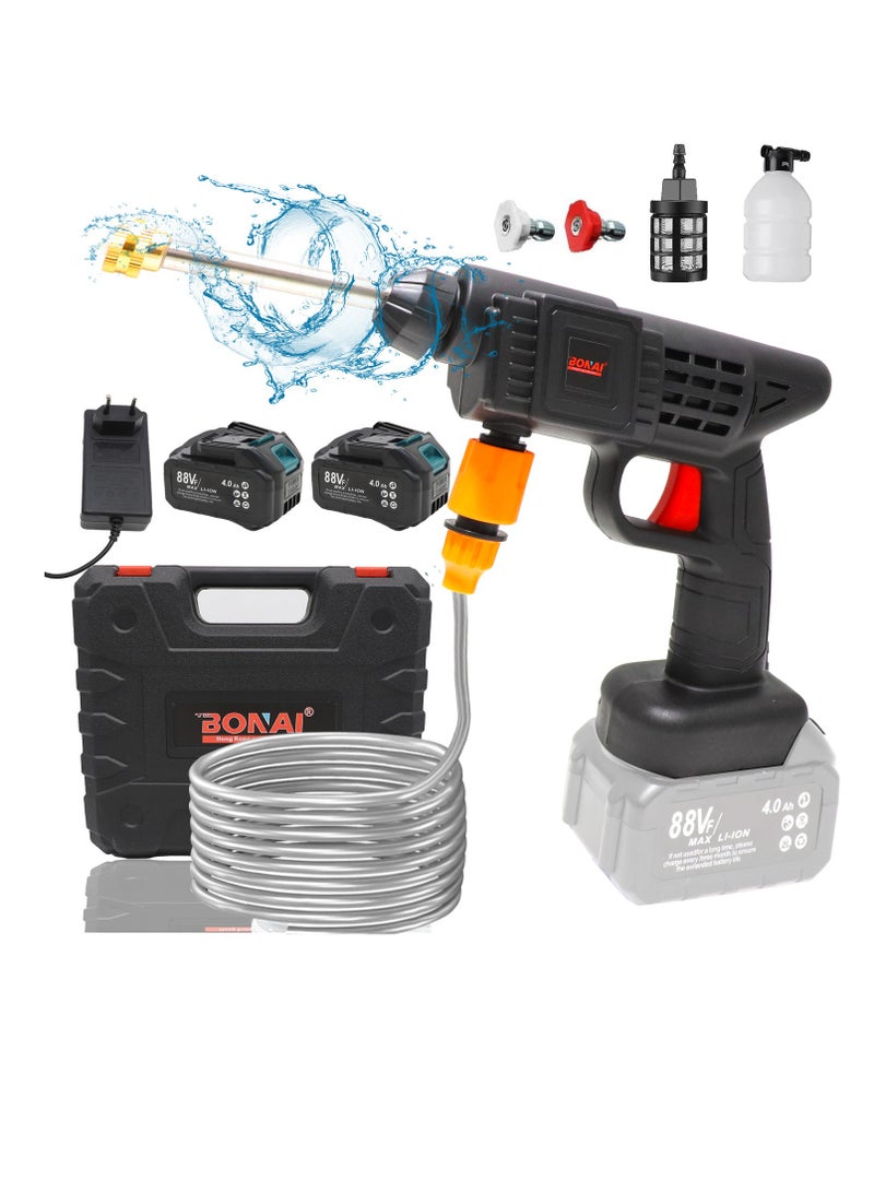 88V Cordless Electric Pressure Washer with 2pcs Large Capacity Battery Ideal for Washing Cars and More