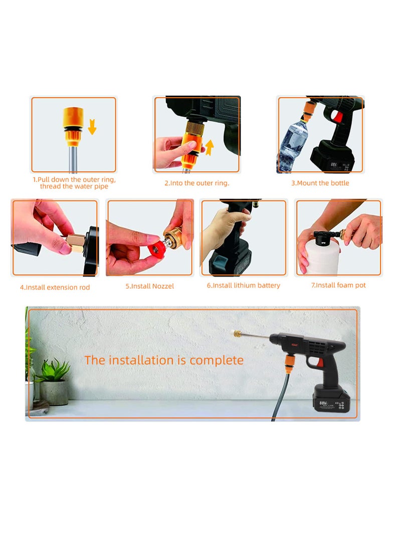 Powerful Cordless Electric High Pressure Washer with Dual Large Capacity Batteries - Ideal for Effortless Car Washing
