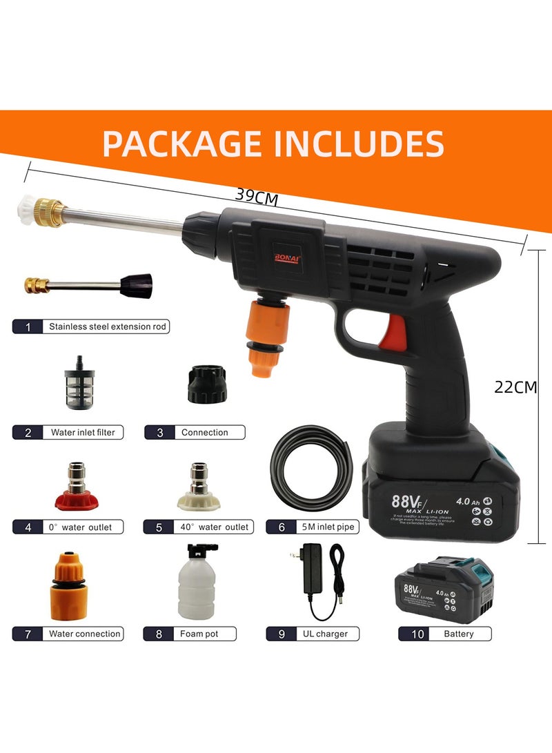 Powerful Cordless Electric High Pressure Washer with Dual Large Capacity Batteries - Ideal for Effortless Car Washing