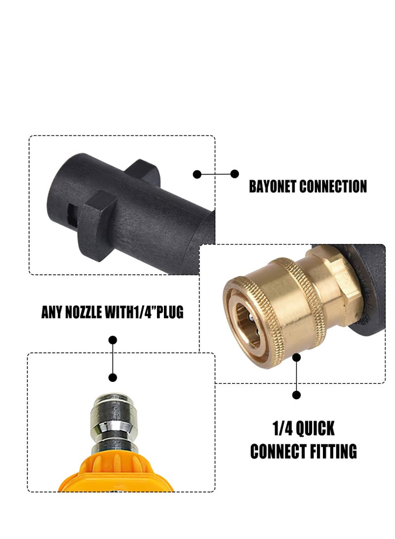 Pressure Washer Adapter, Quick Connect Adapter with 5 Power Nozzle Tips Multiple Degrees, 1/4'' Quick Connect Female Fitting, for Karcher K Series K2 K3 K4 K5 K6 K7