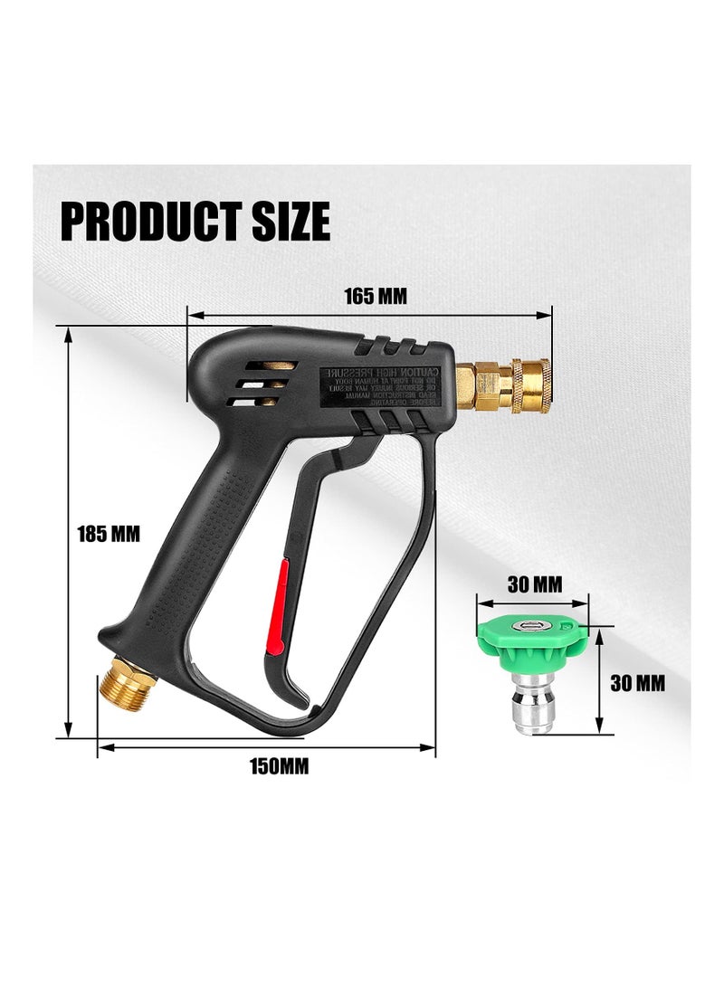 High Pressure Washer Gun with 5 Detachable Spray Nozzle Tip, High-Pressure Hose Quick Connect Connector, 1/4