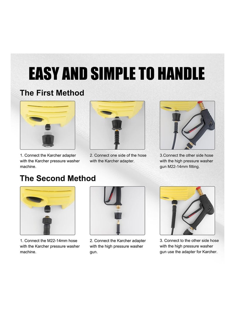 High Pressure Washer Gun with 5 Detachable Spray Nozzle Tip, High-Pressure Hose Quick Connect Connector, 1/4