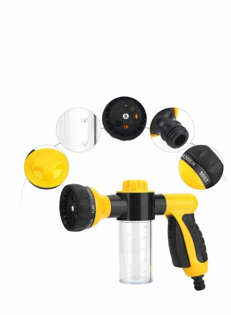 Car Foam Sprayer Cannon Wash Gun Garden Hose Nozzle, 8 Adjustable Watering Patterns