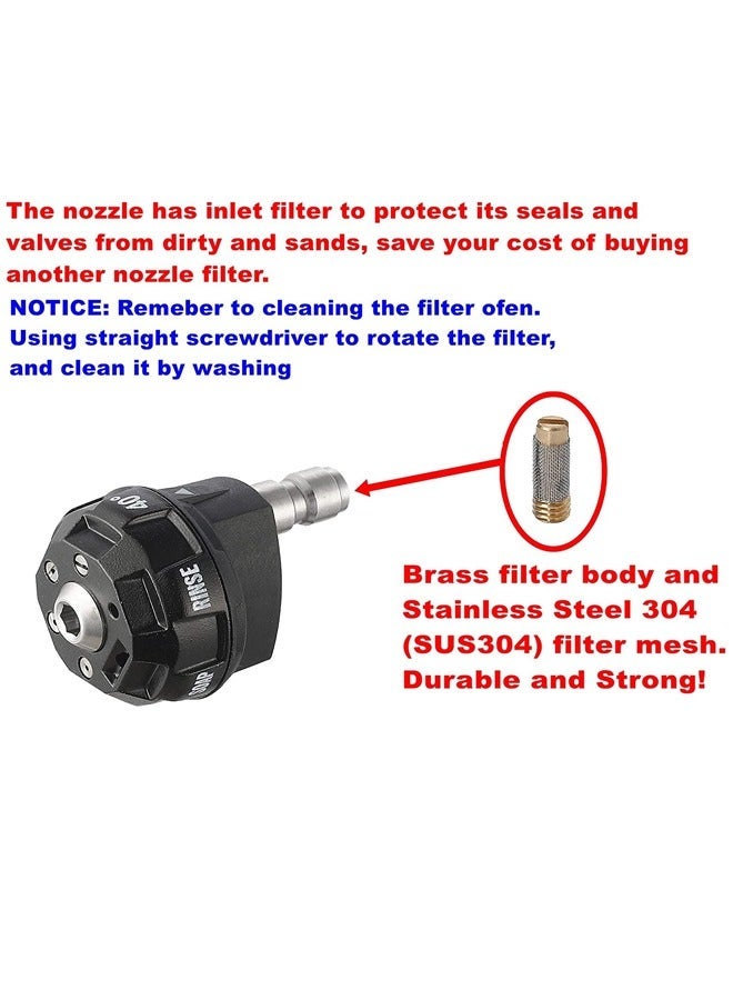 Pressure Washer Spray Nozzle, 6-in-1 Quick Change over and Adjustable, 1/4in Plug Connect Tips MAX 4000PSI for