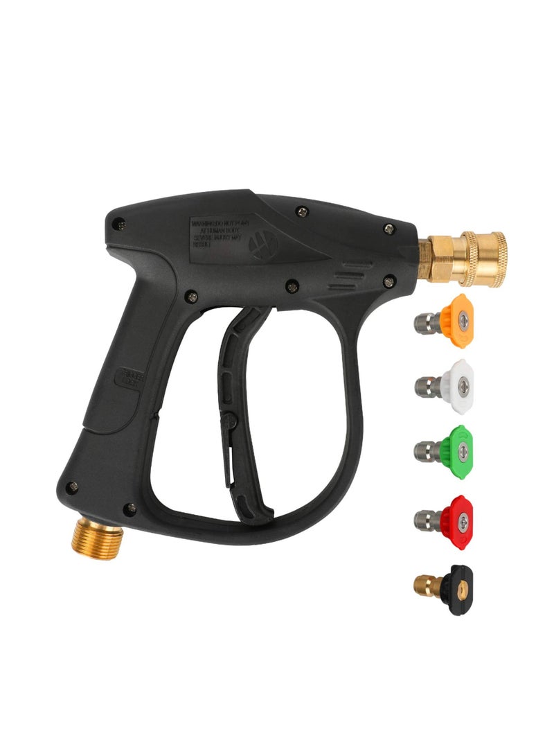 High Pressure Washer Machine, 4350 PSI Short Handle with 5 Nozzle, Power Wand, M22-14 Fitting Car Kit