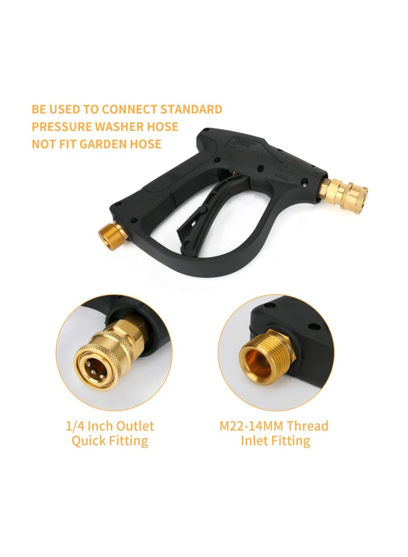 SYOSI High Pressure Washer Machine, 4350 PSI Short Handle with 5 Nozzle, Power Wand, M22-14 Fitting Car Kit