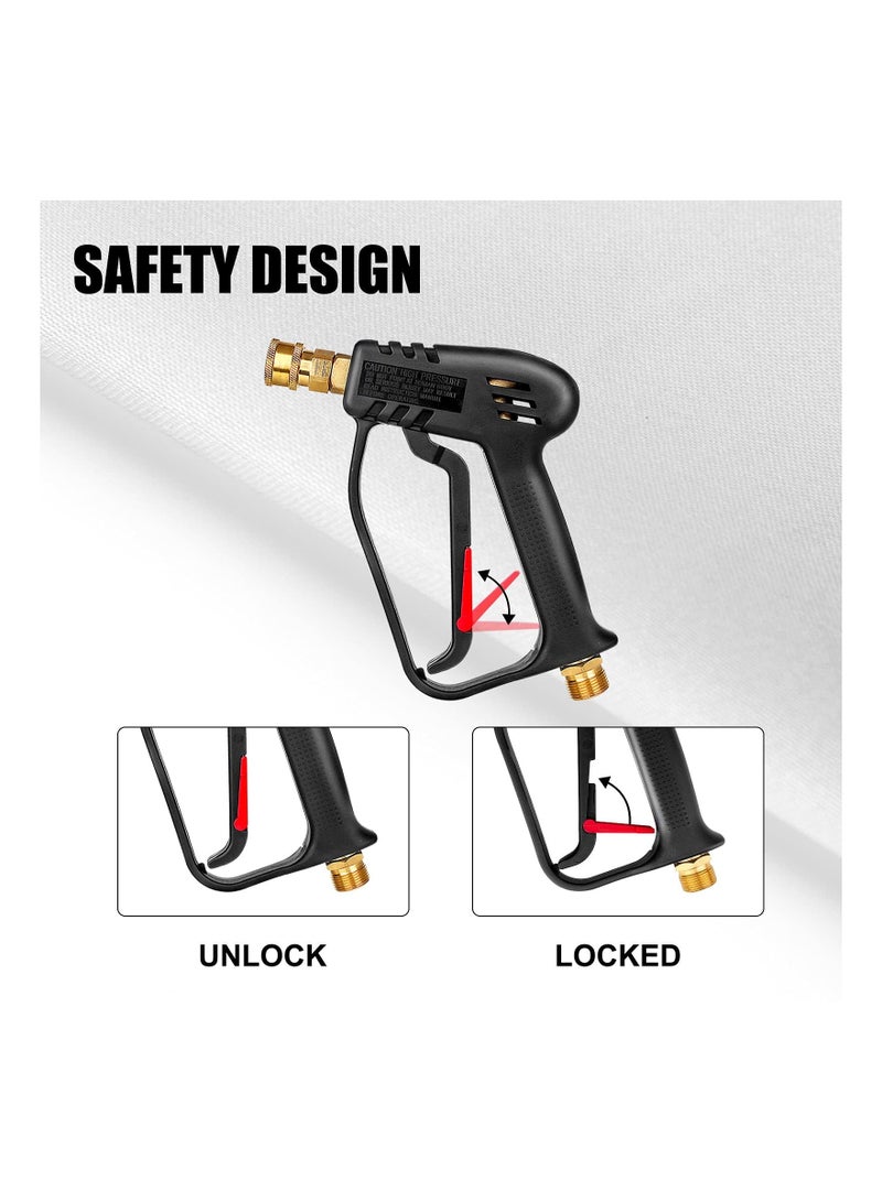 High Pressure Washer Gun with 5 Detachable Spray Nozzle Tip, High-Pressure Hose Quick Connect Connector, 1/4