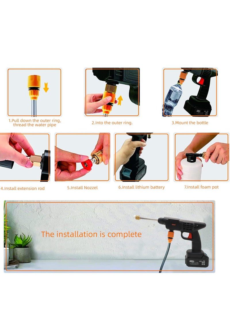 Cordless Pressure Washer Ideal for Car Washing, Floor Cleaning, Patio, and Watering Flowers