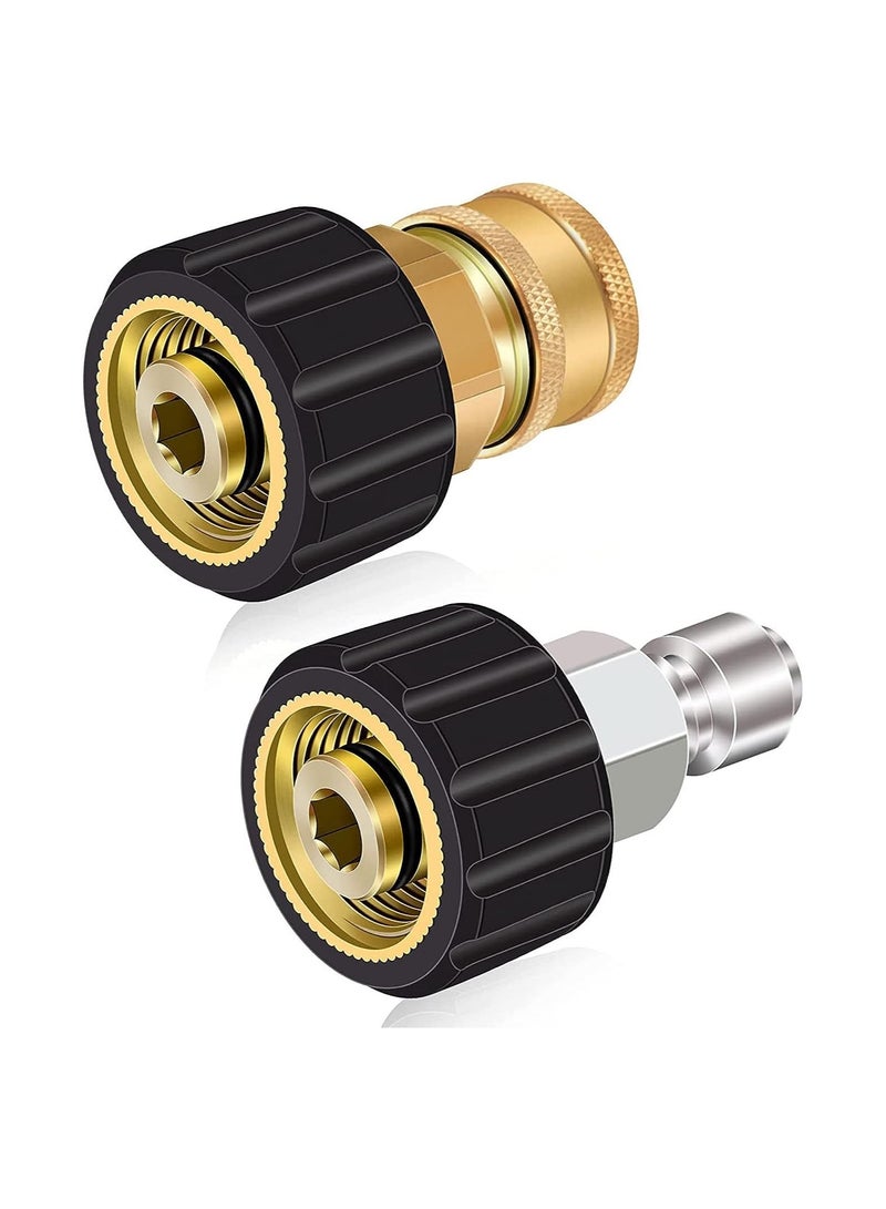 Pressure Washer Adapter Set, 3/8 Inch Quick Connect Fittings, Stainless Steel Fittings for Gun Power Hose, Car Spray Connector, 5000 PSI