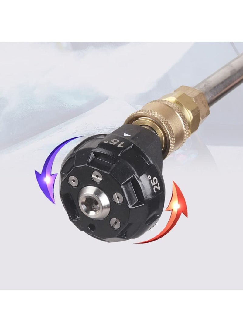 Pressure Washer Spray Nozzle, 6-in-1 Quick Change over and Adjustable, 1/4in Plug Connect Tips MAX 4000PSI for