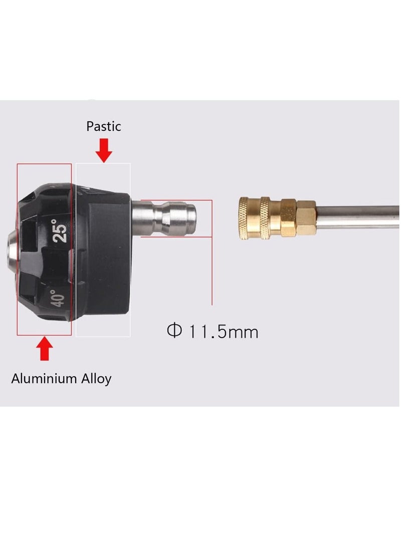 Pressure Washer Spray Nozzle, 6-in-1 Quick Change over and Adjustable, 1/4in Plug Connect Tips MAX 4000PSI for