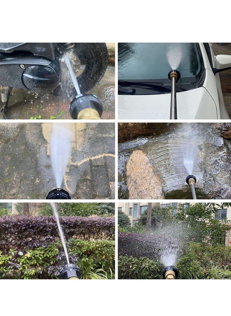 Pressure Washer Spray Nozzle, 6-in-1 Quick Change over and Adjustable, 1/4in Plug Connect Tips MAX 4000PSI for