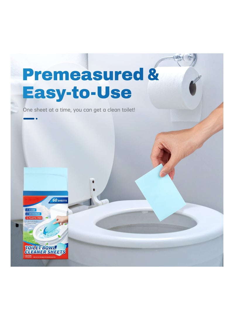 60PCS Toilet Bowl Cleaners, (Eco) Friendly 60 Sheets Cleaner Strips, Plastic-Free Cleaning Pre-Measured & Biodegradable Stips, Efficiently Remove Stains Odors