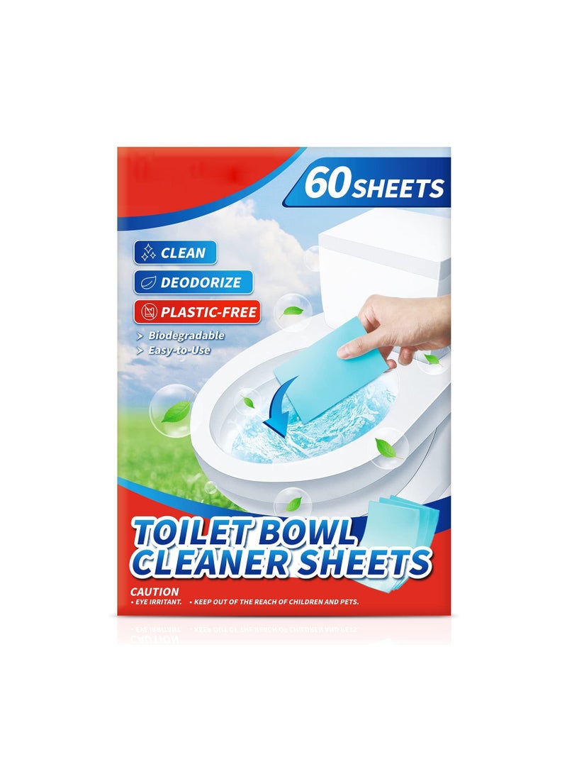 60PCS Toilet Bowl Cleaners, (Eco) Friendly 60 Sheets Cleaner Strips, Plastic-Free Cleaning Pre-Measured & Biodegradable Stips, Efficiently Remove Stains Odors