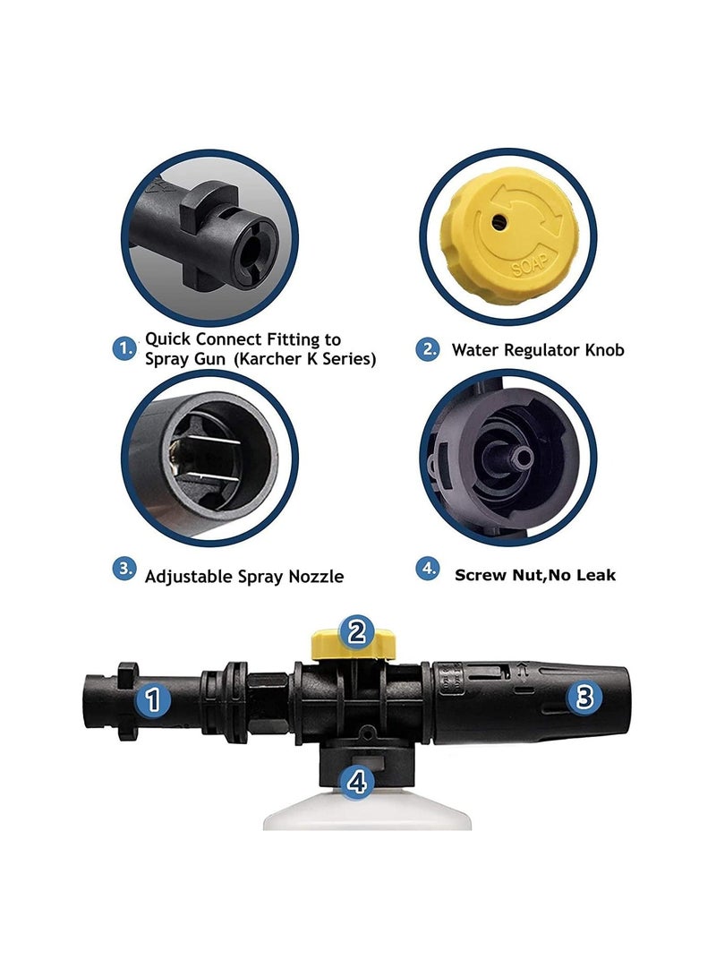SYOSI High-Pressure Car Jet wash Snow Foam Lance, 750ML with Adjustable Sprayer Nozzle Gun for Karcher K2 K3 K4 K5 K6 K7
