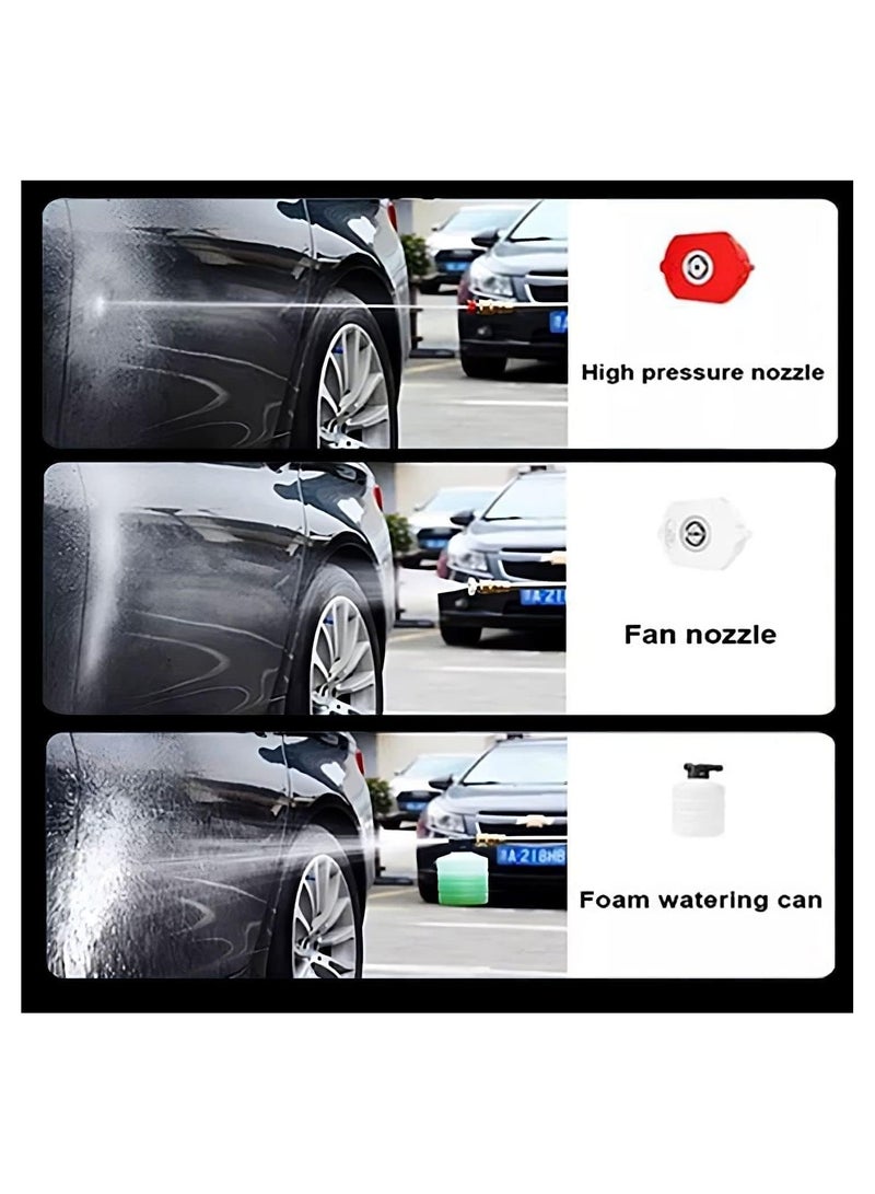 Cordless 48V Electric High Pressure Car Washer Manual Rechargeable Car Washing Machine with Adjustable 3-in-1 Nozzle and Hose Pipe for Washing Cars Watering Flowers Cleaning Floors