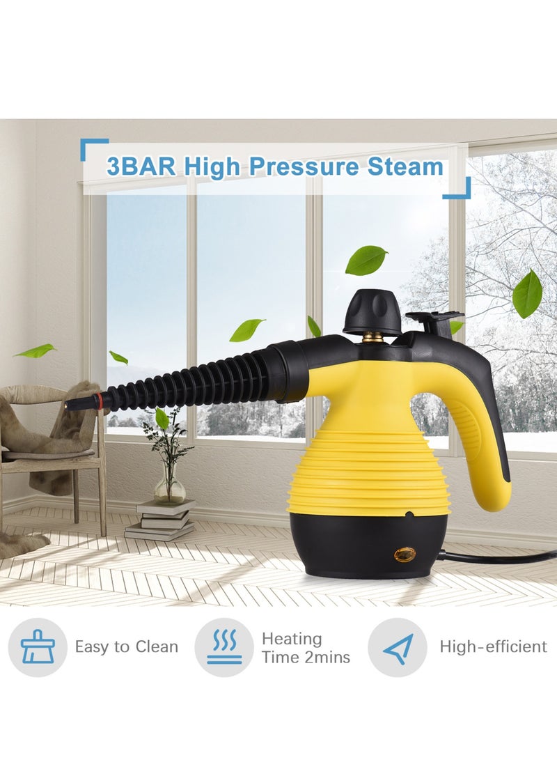 Home Portable Handheld 1050 Watt Multifunctional High Temperature Pressurized Steam Cleaner with 9 Pieces Accessories for Kitchen Sofa Bathroom Car Window Uk Plu (Use Adapter)