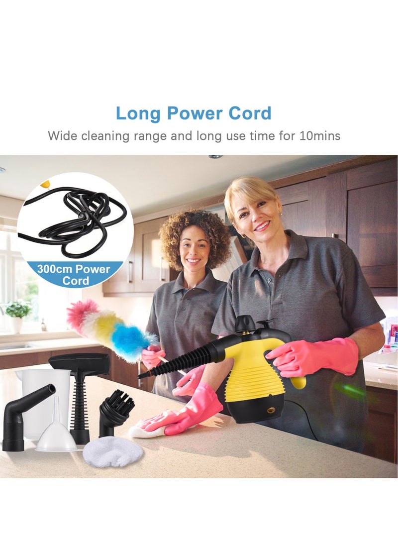 Home Portable Handheld 1050 Watt Multifunctional High Temperature Pressurized Steam Cleaner with 9 Pieces Accessories for Kitchen Sofa Bathroom Car Window Uk Plu (Use Adapter)