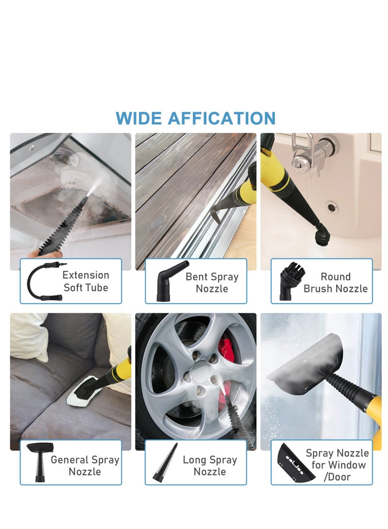 Home Portable Handheld 1050 Watt Multifunctional High Temperature Pressurized Steam Cleaner with 9 Pieces Accessories for Kitchen Sofa Bathroom Car Window Uk Plu (Use Adapter)