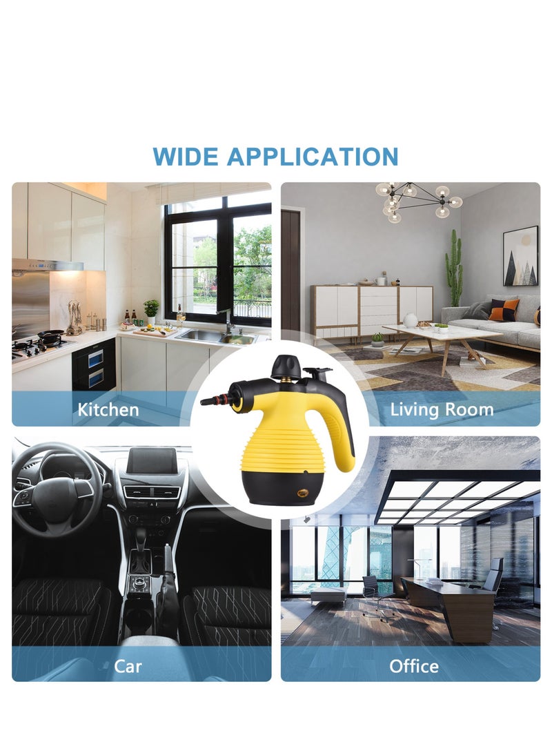 Home Portable Handheld 1050 Watt Multifunctional High Temperature Pressurized Steam Cleaner with 9 Pieces Accessories for Kitchen Sofa Bathroom Car Window Uk Plu (Use Adapter)